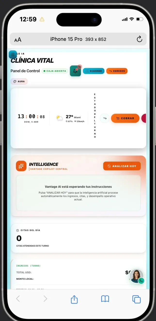 App de gestión de clínica en celular