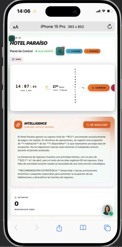 App de gestión hotelera en celular