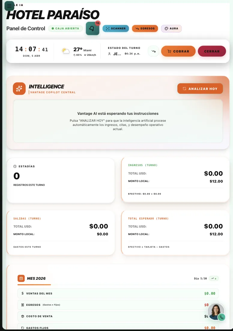 Gestión hotelera en tablet