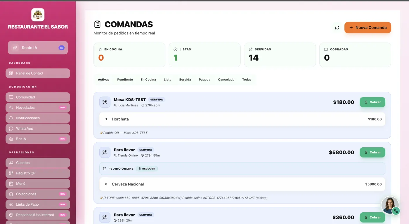 Monitor de comandas — pedidos en tiempo real con estados