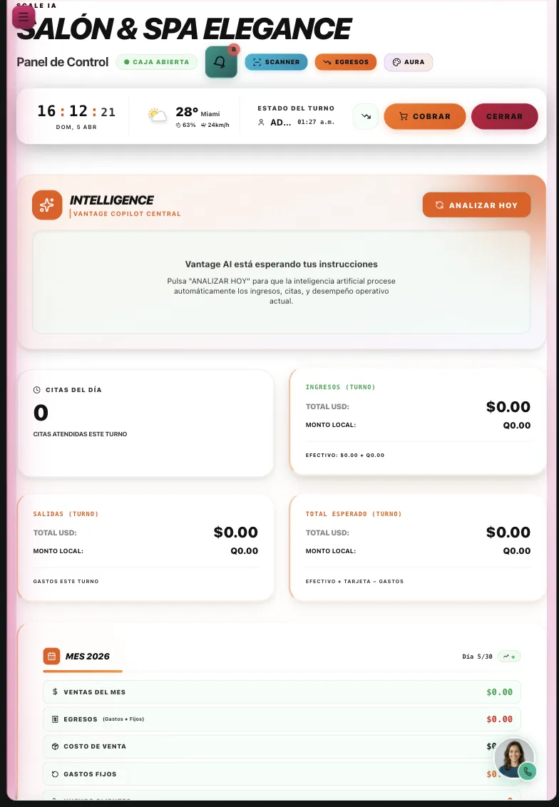 Gestión de salón en tablet