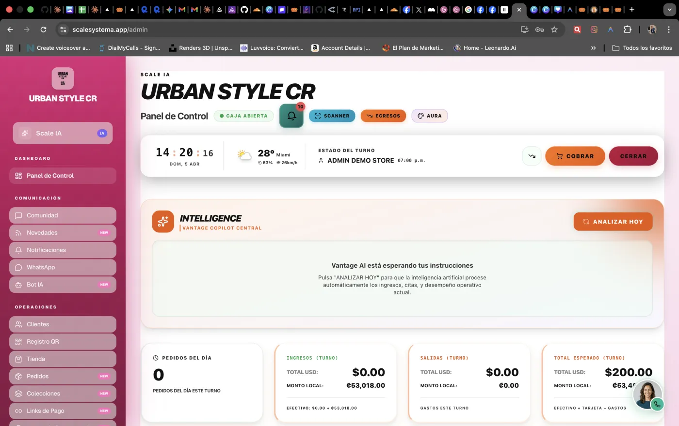 Panel administrativo de tienda en computadora de escritorio